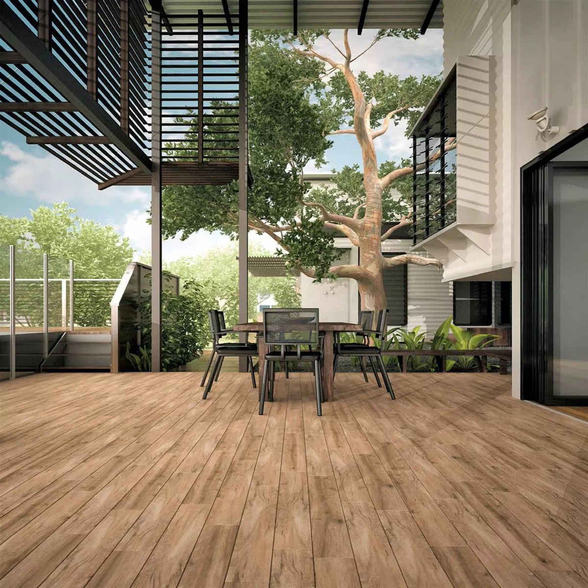 Prøve Terrasser Fliser Starwood Imiteret Træ Oak 45x90cm