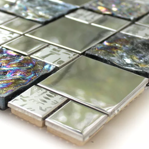 Mosaik Fliser Glas Rustfrit Stål Metal Agypt Sølv