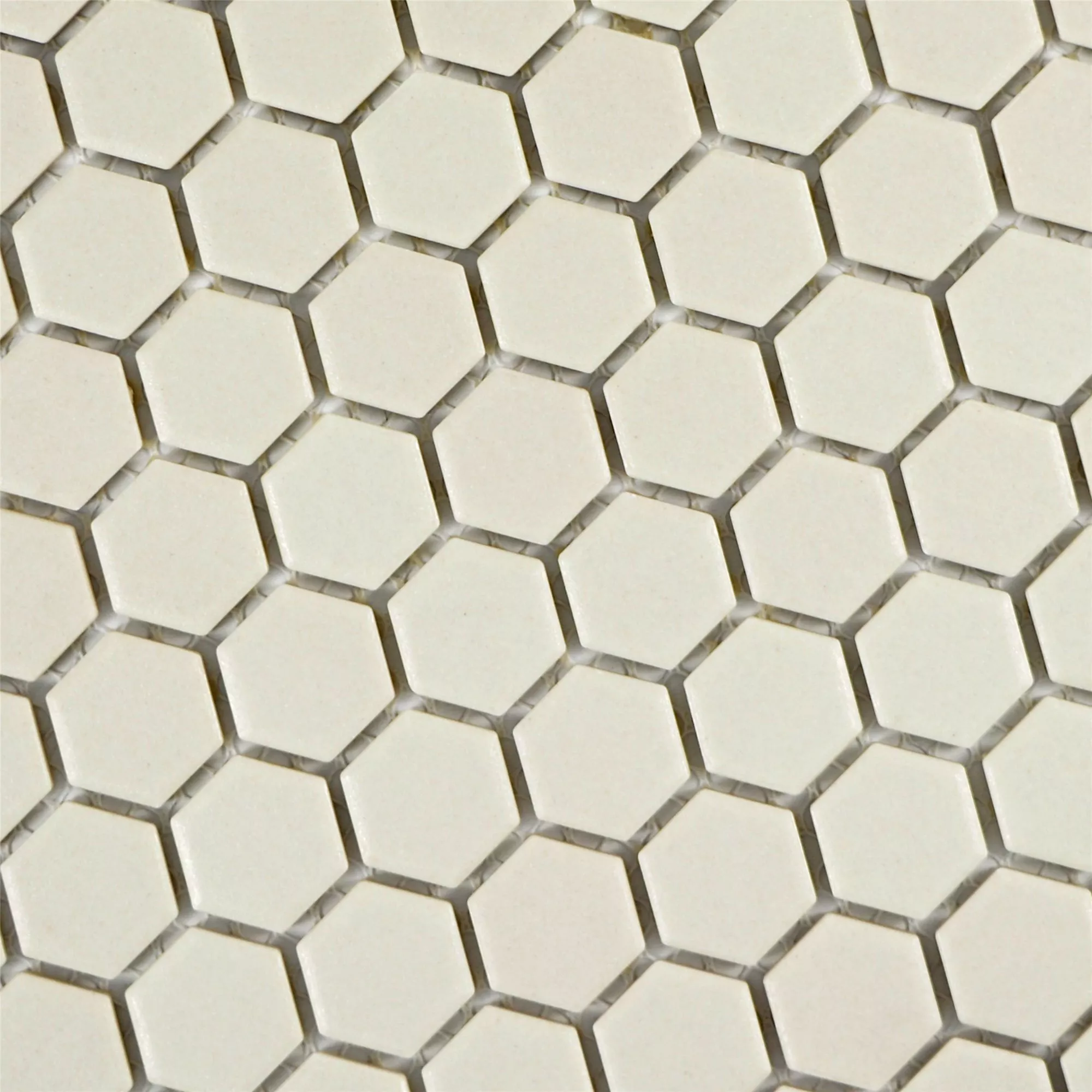 Prøve Keramik Mosaik Fliser Hexagon Zeinal Uglaseret Lysbeige R10B