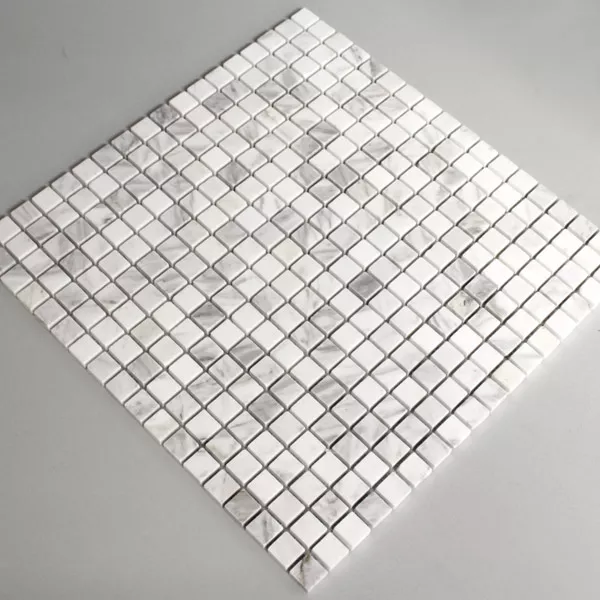 Mosaik Fliser Marmor 15x15x8mm Hvid Poleret