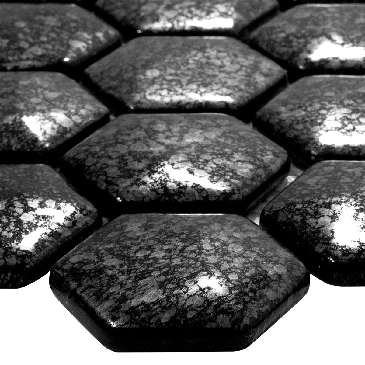 Glasmosaik Fliser Leopard Hexagon 3D Gra Glasmosaik Fliser Leopard Hexagon 3D Gra