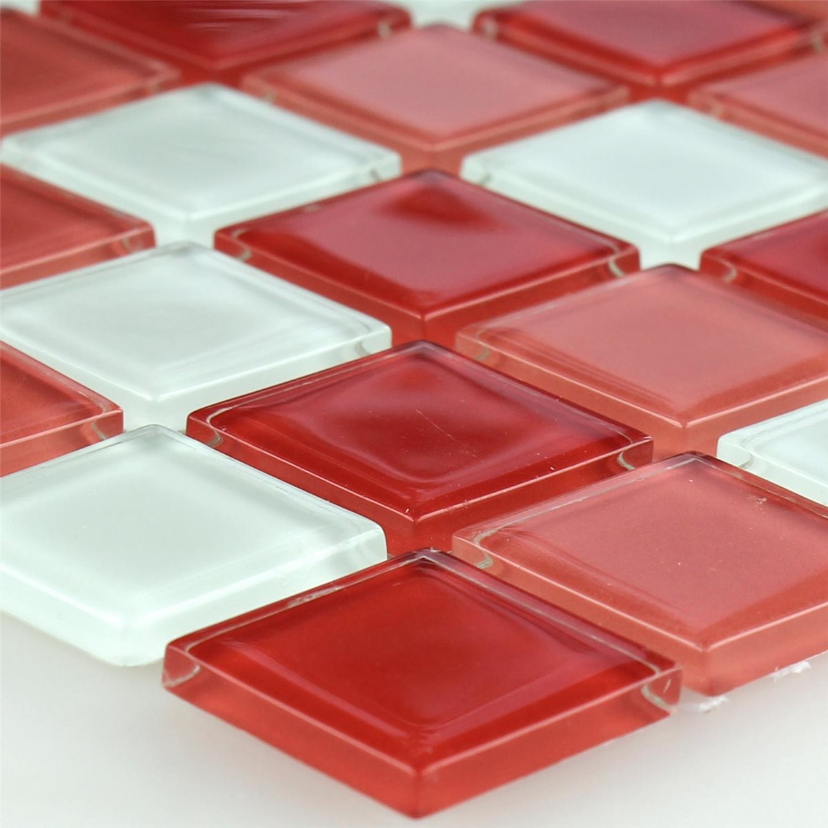 Prøve Glasmosaik Fliser Kozarica Hvid Rød Mix