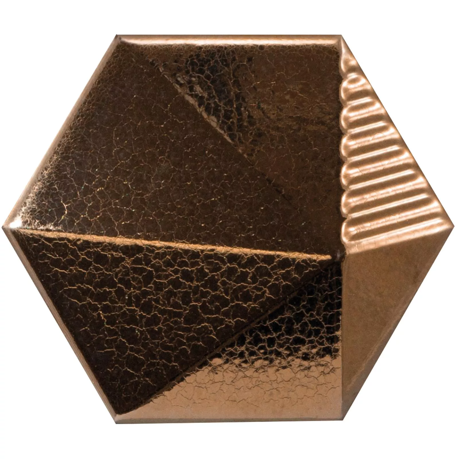 Vægfliser Rockford 3D Hexagon 12,4x10,7cm Kobber