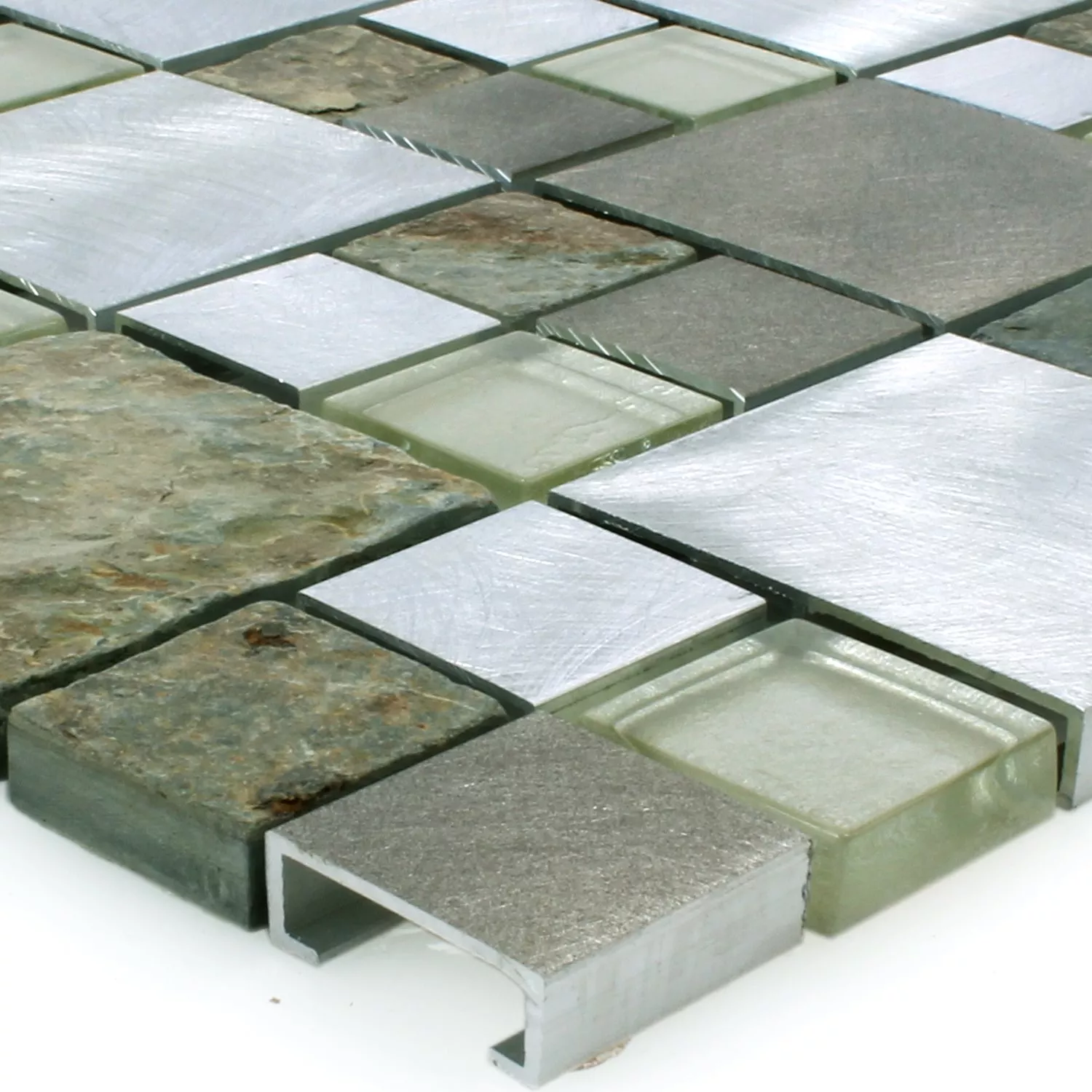 Prøve Mosaik Fliser Natursten Glas Aluminium Banzai