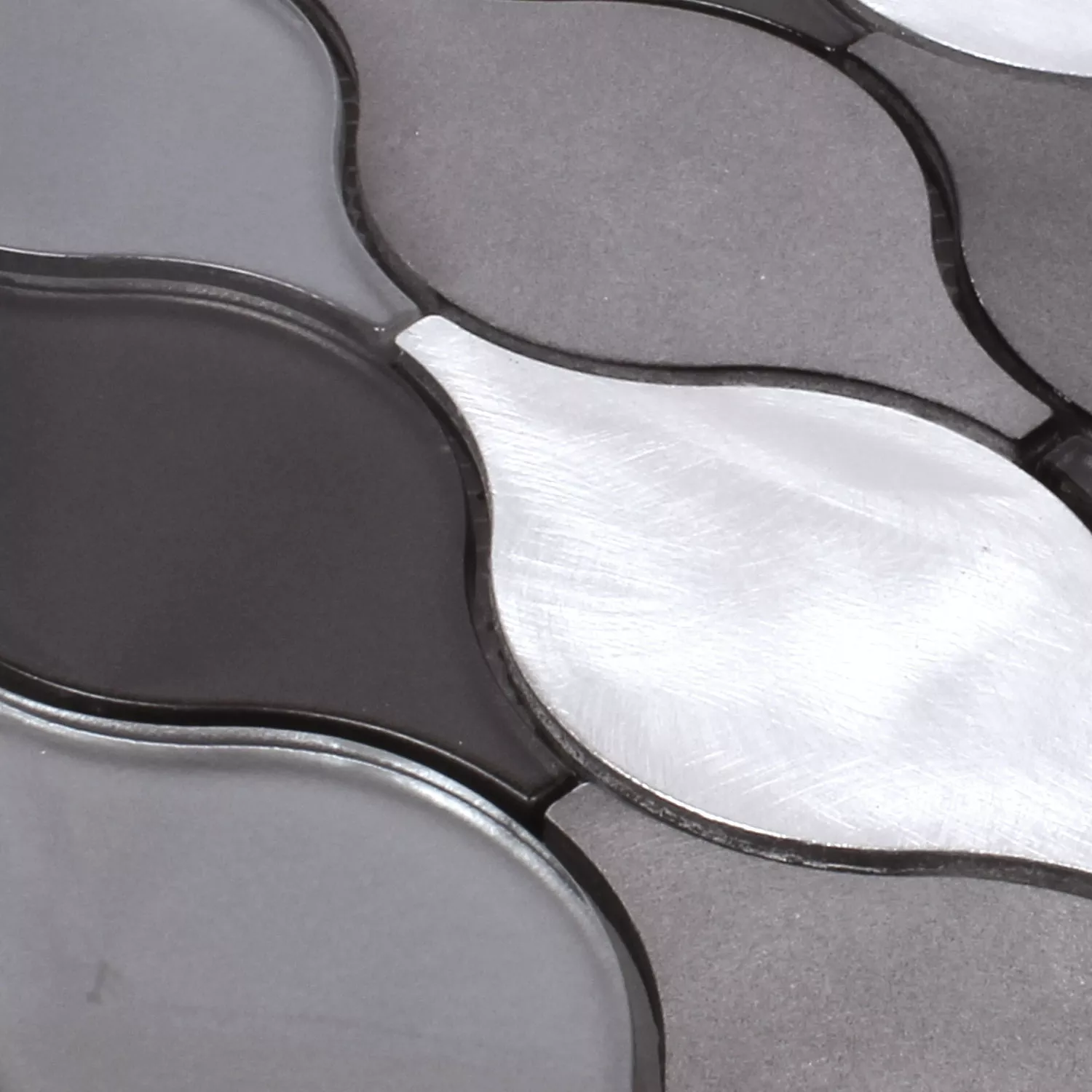 Mosaik Fliser Glas Aluminium Eliza Sort Sølv