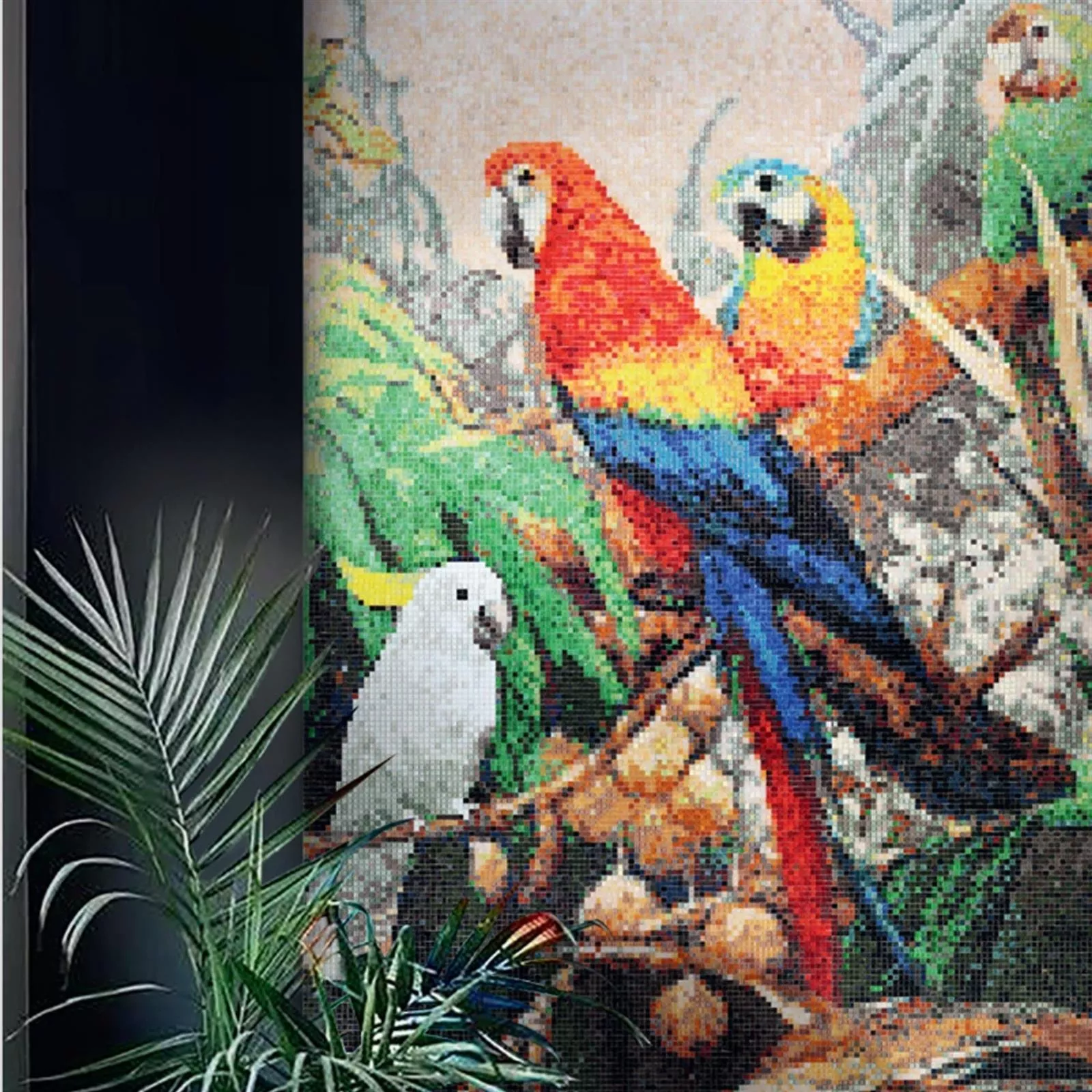 Glasmosaik Billede Parrots 110x240cm