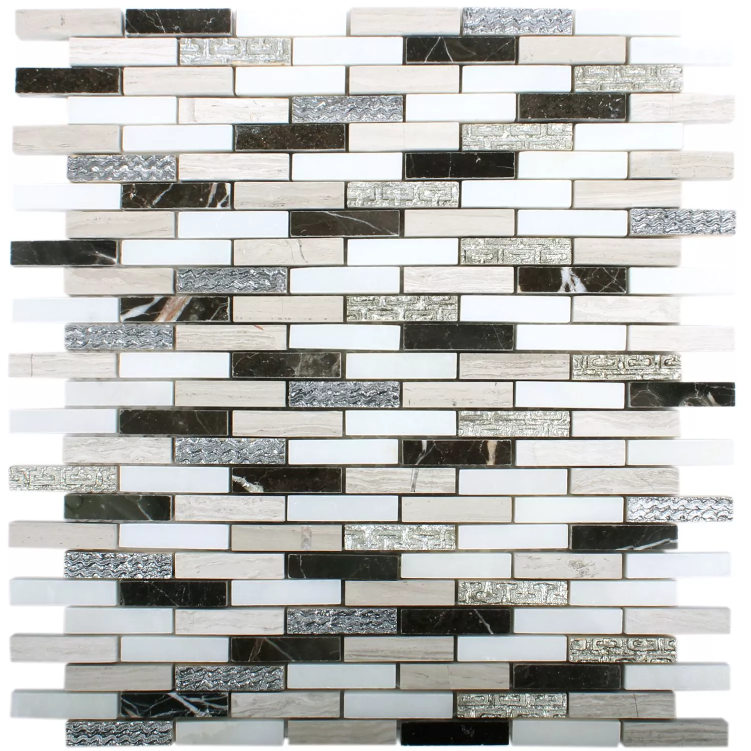 Prøve Mosaik Fliser Sicilia Sølv Brun Hvid Gra Brick