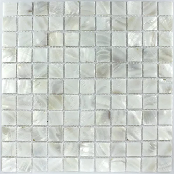Prøve Mosaik Fliser Glas Nacre Effekt  Hvid