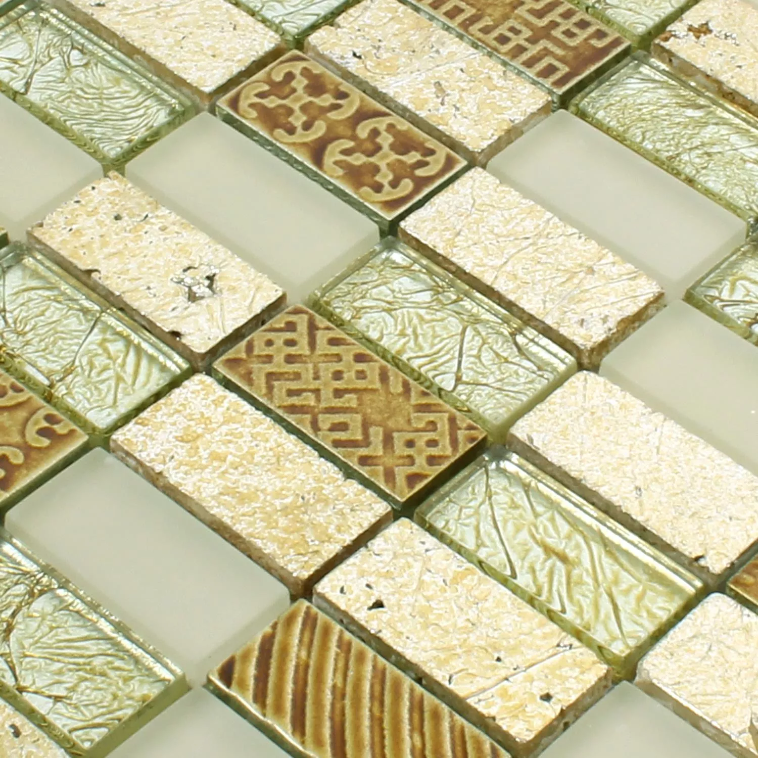 Prøve Mosaik Fliser Glas Natursten Piroshka Guld