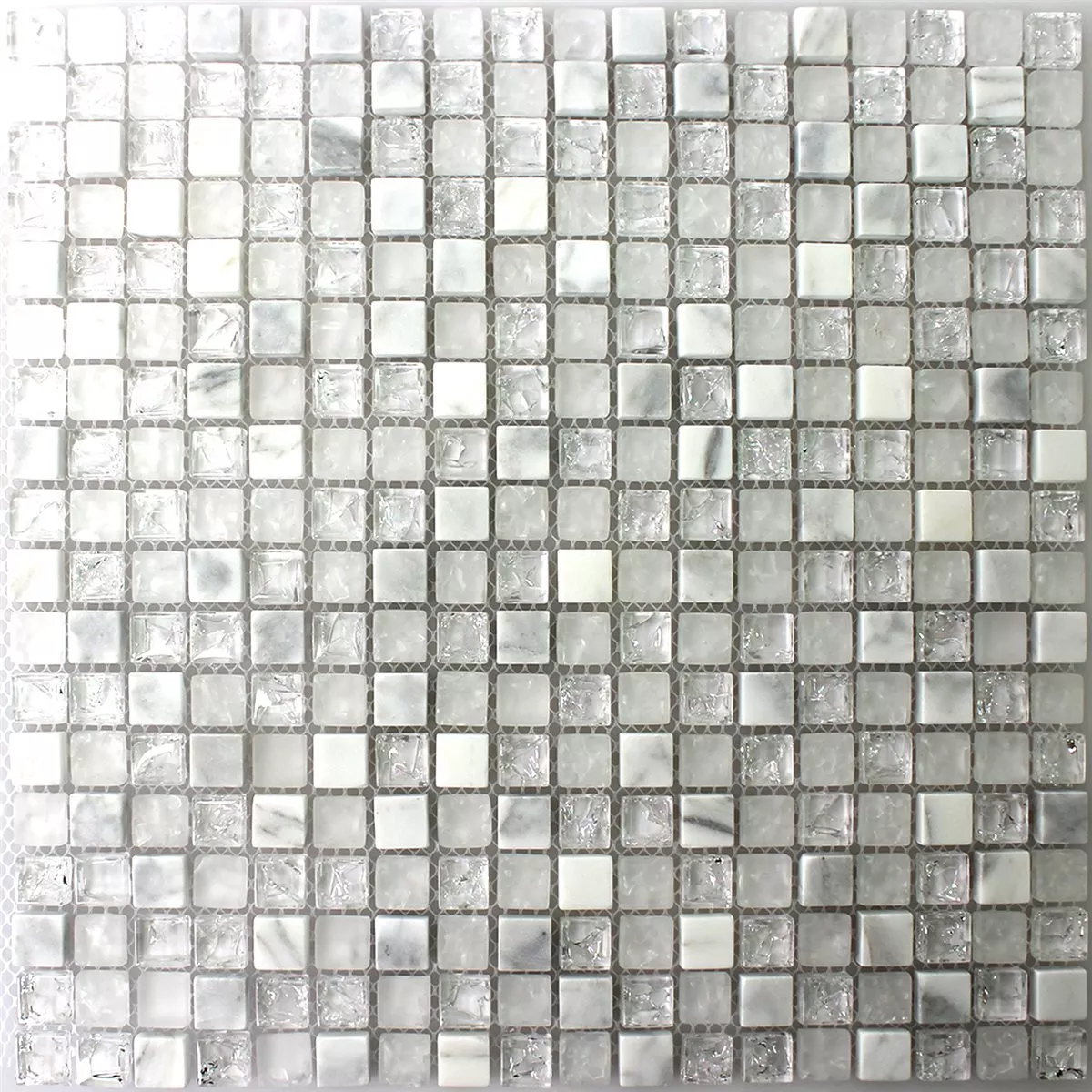 Prøve Mosaik Fliser Glas Natursten Hvid Effekt