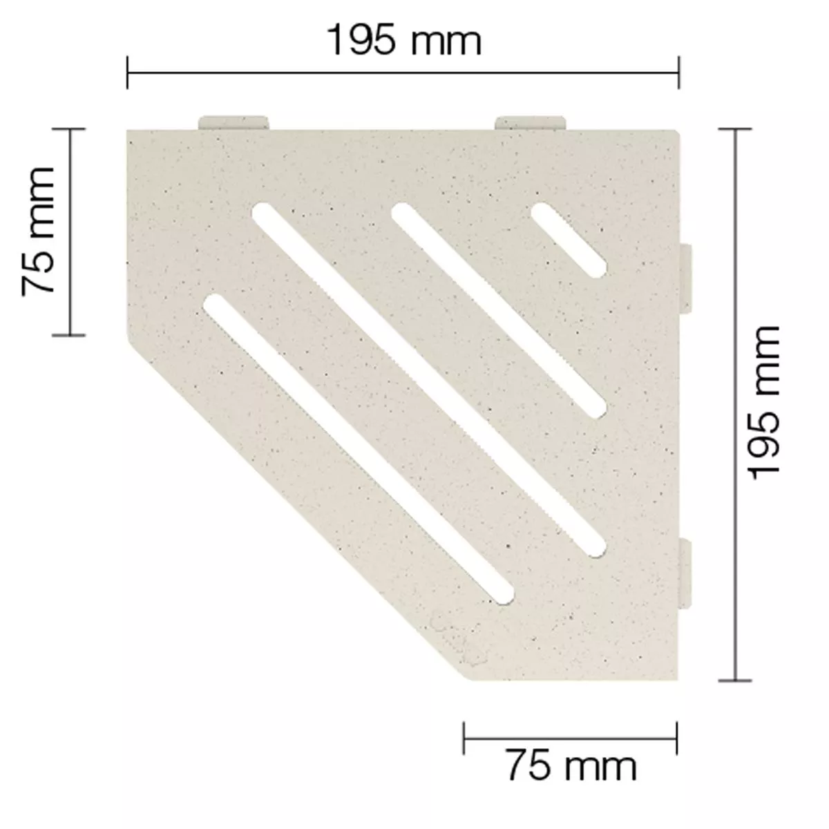 Væghylde brusehylde Schlüter 5-hjørnet 19,5x19,5cm wave elfenben