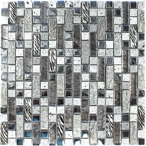Mosaik Fliser Glas Metal Kvarts Komposit Sølv