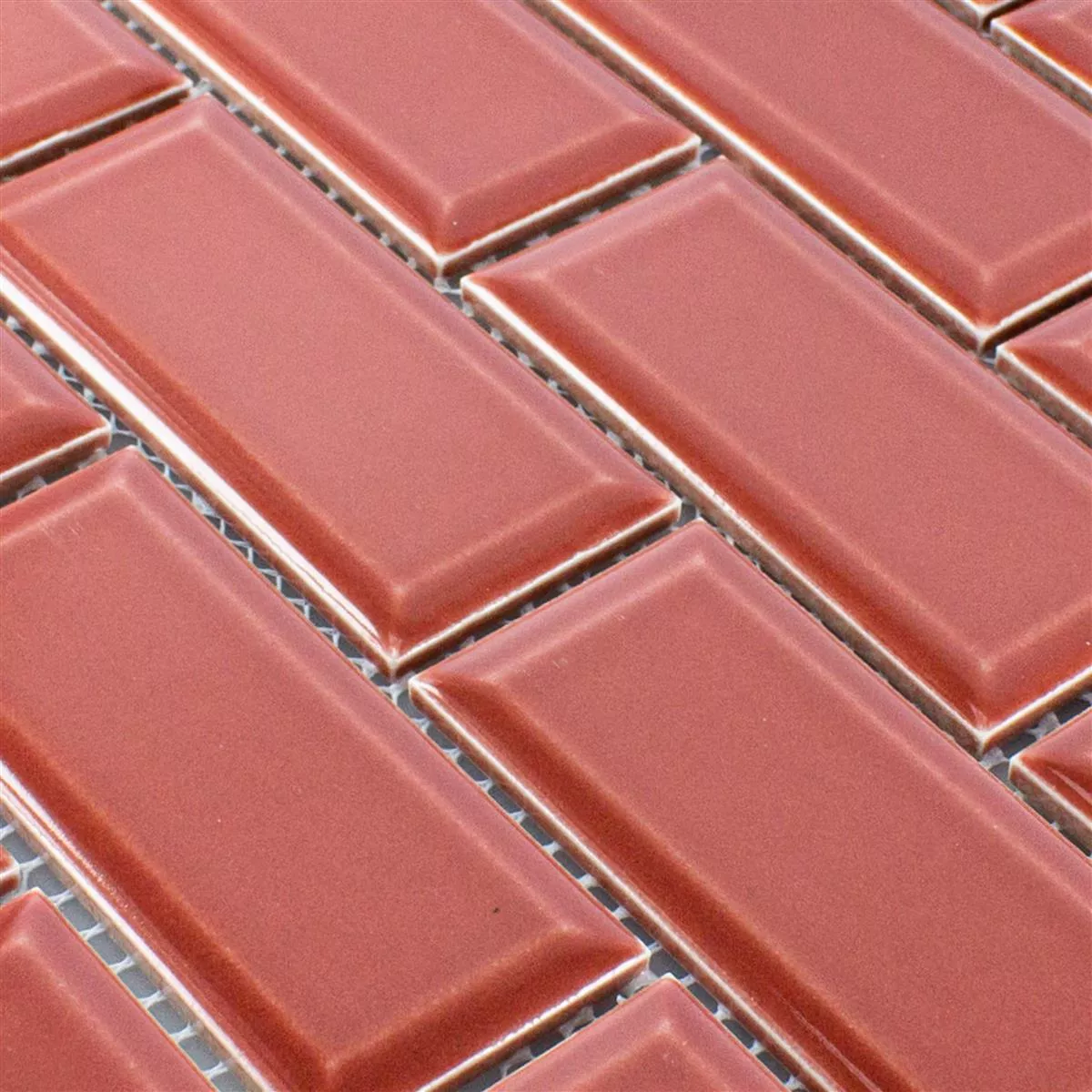 Prøve Keramik Mosaik Fliser StPauls Metro Med Facet Rød