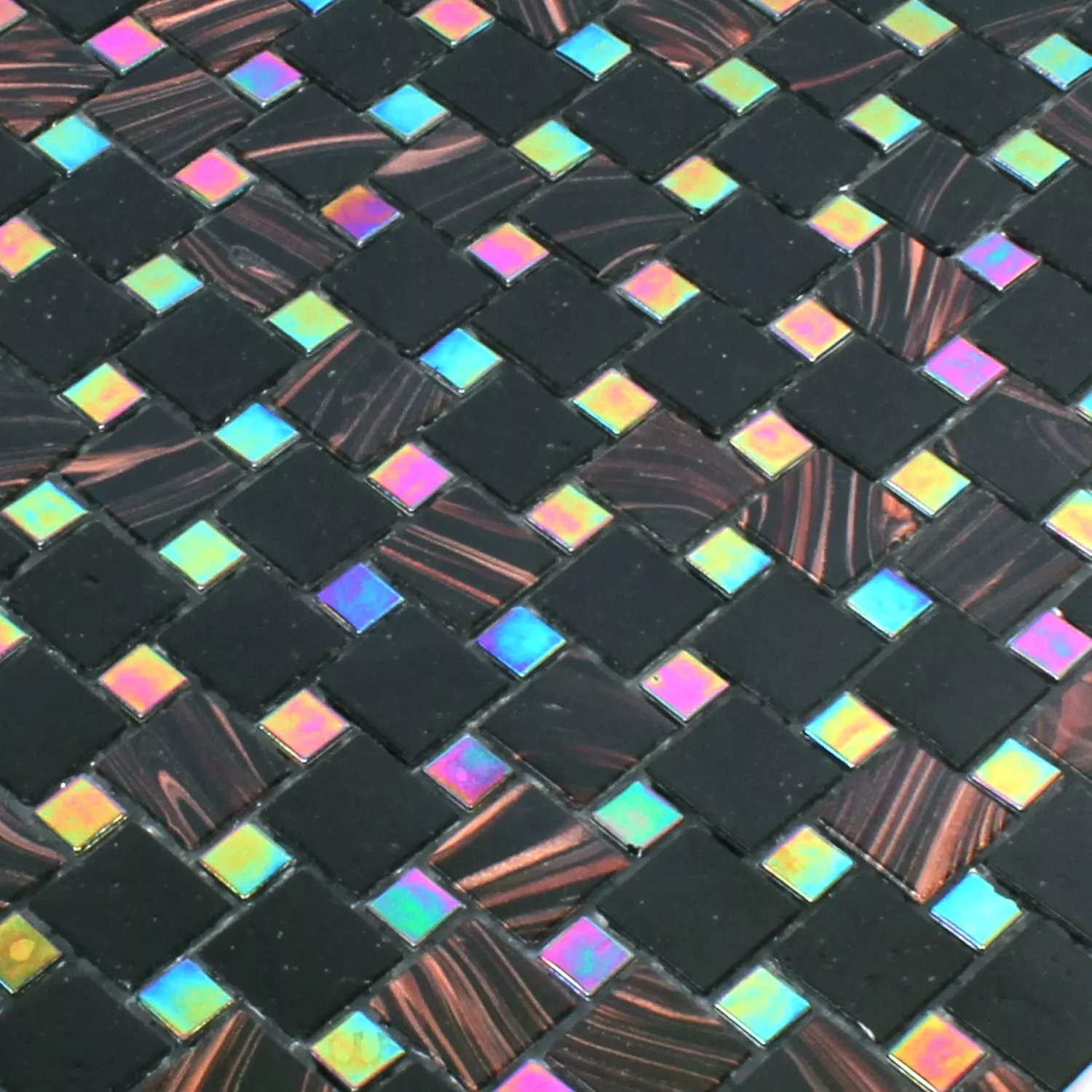 Prøve Mosaik Fliser Glas Tahiti Brun Sort Metalic