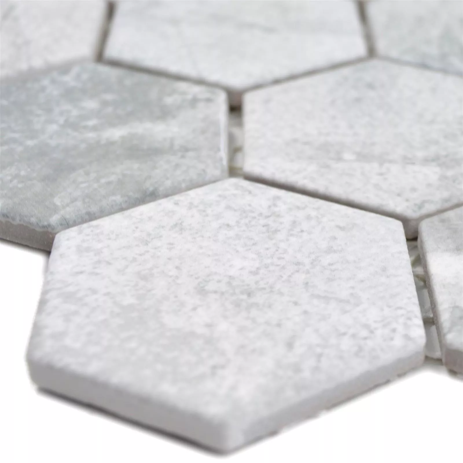 Keramikmosaik Comtessa Hexagon Cement Optik Lysgra