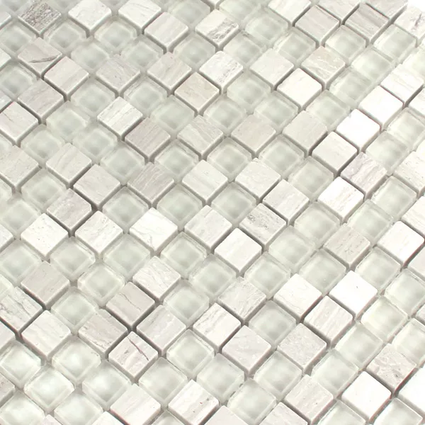 Prøve Mosaik Fliser Glas Marmor Gra Mix 
