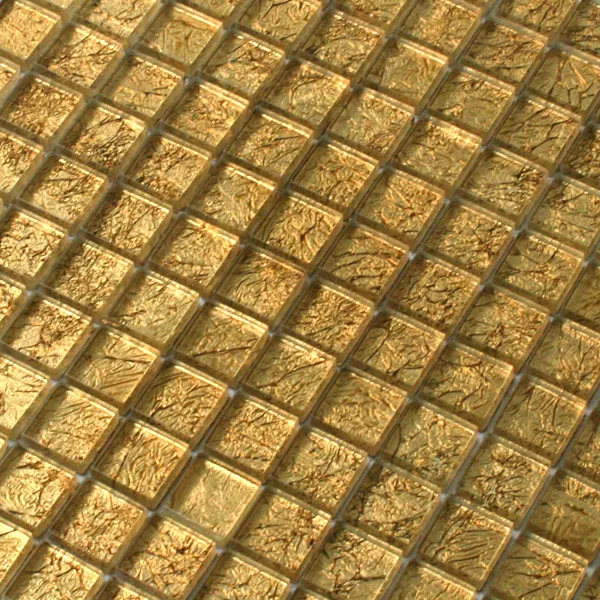 Prøve Glasmosaik Fliser Guld Metal