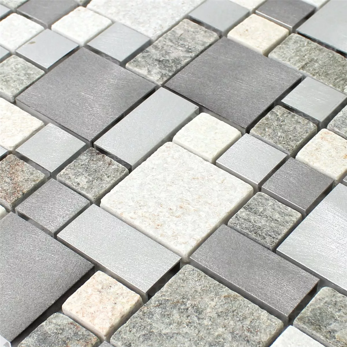 Mosaik Fliser Kvartsit Aluminium Metal Mix