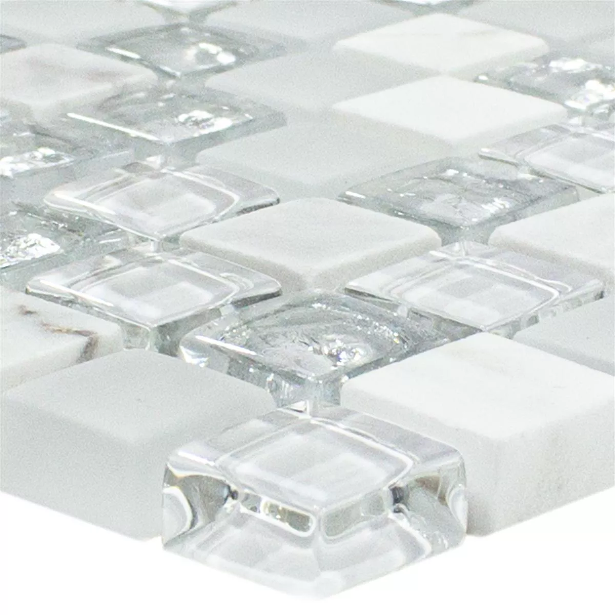 Prøve Glasmosaik Fliser Lexington Glas Material Mix Hvid