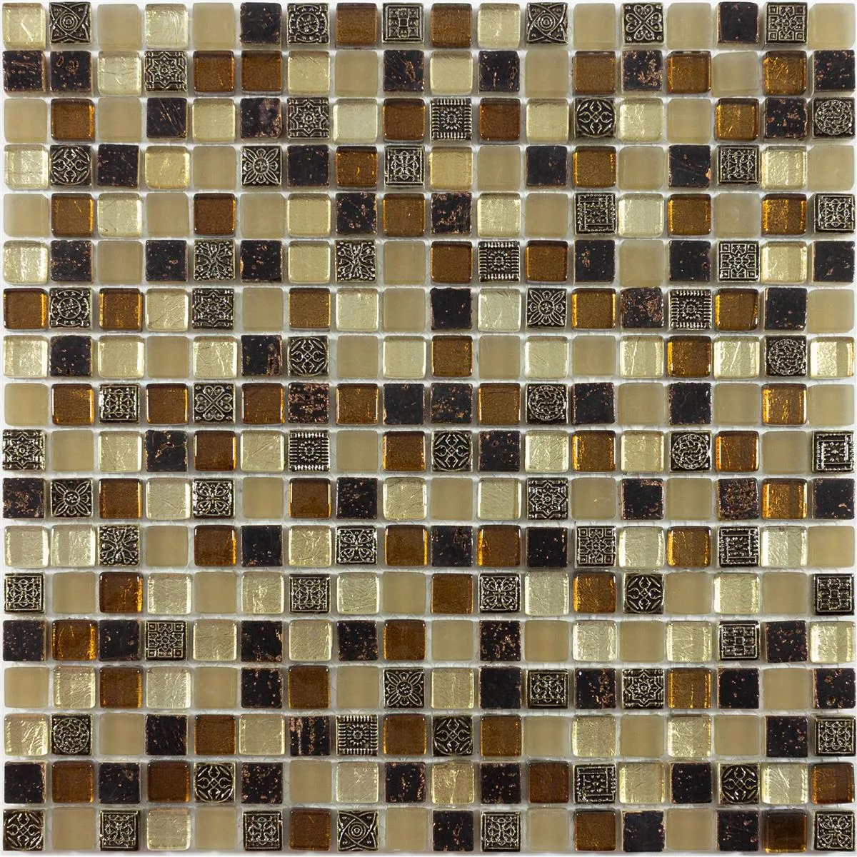 Glas Marmor Mosaik Fliser Kingsburg Brun Mix