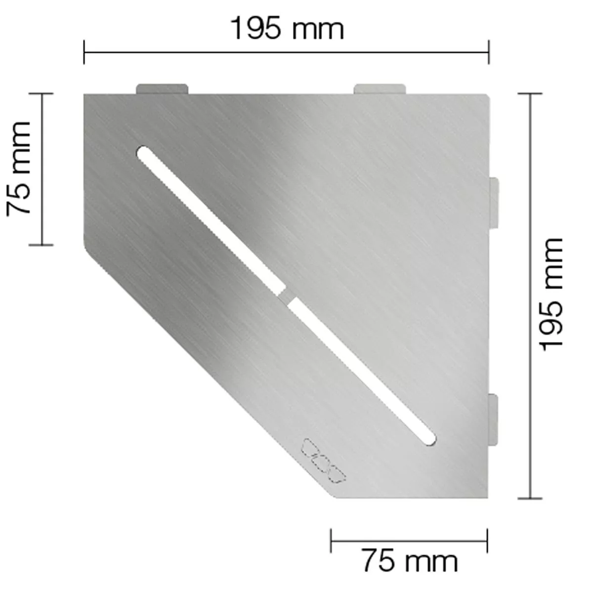 Væghylde brusehylde Schlüter 5-hjørnet 19,5x19,5cm rent sølv