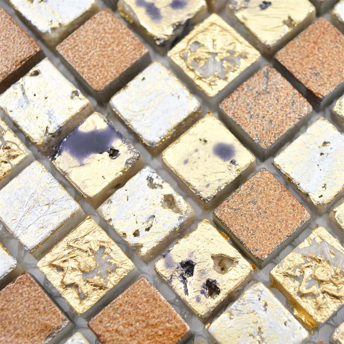Natursten Resin Mosaik Fliser Lucky Guld Bronze