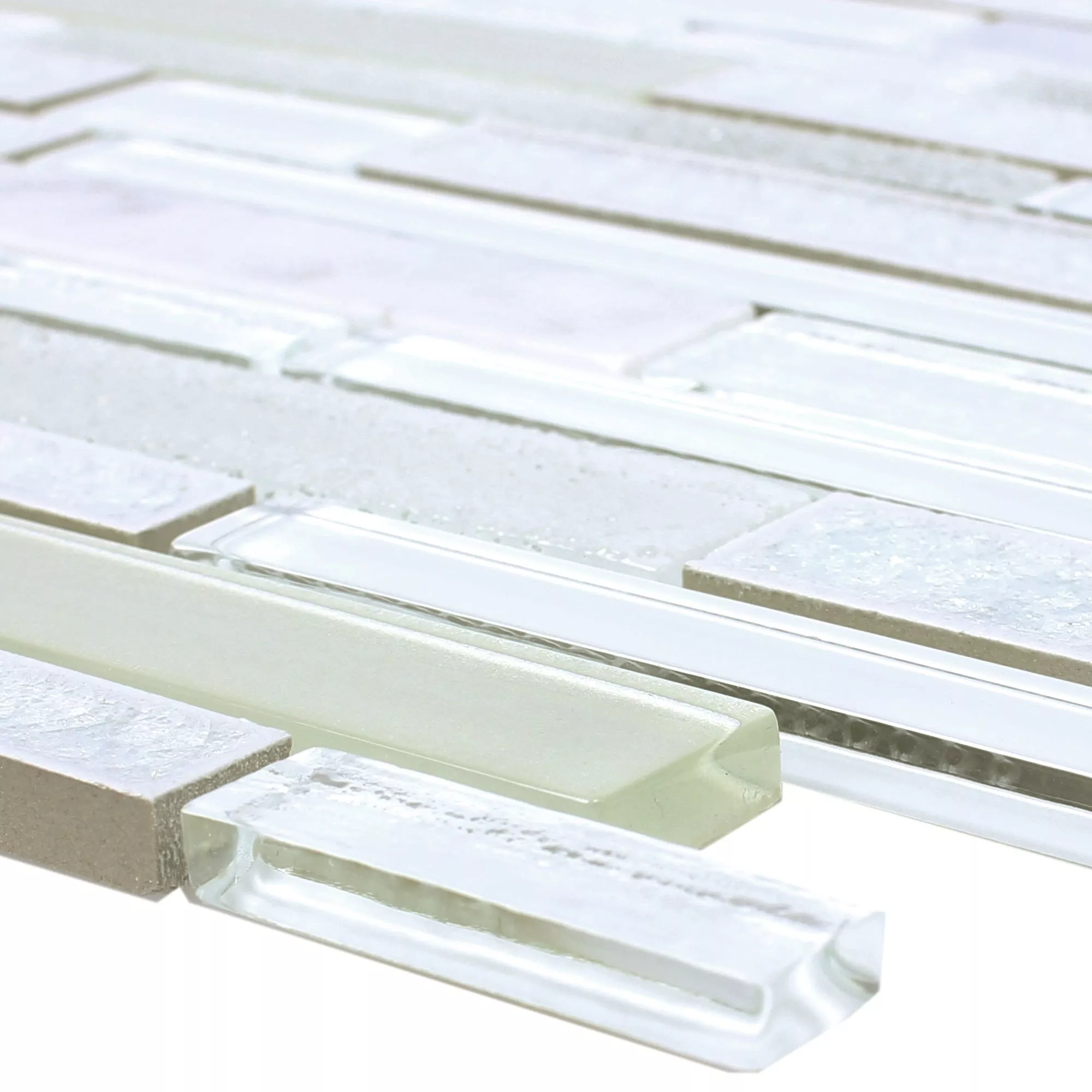 Glas Natursten Keramik Mosaik Kozan Hvid