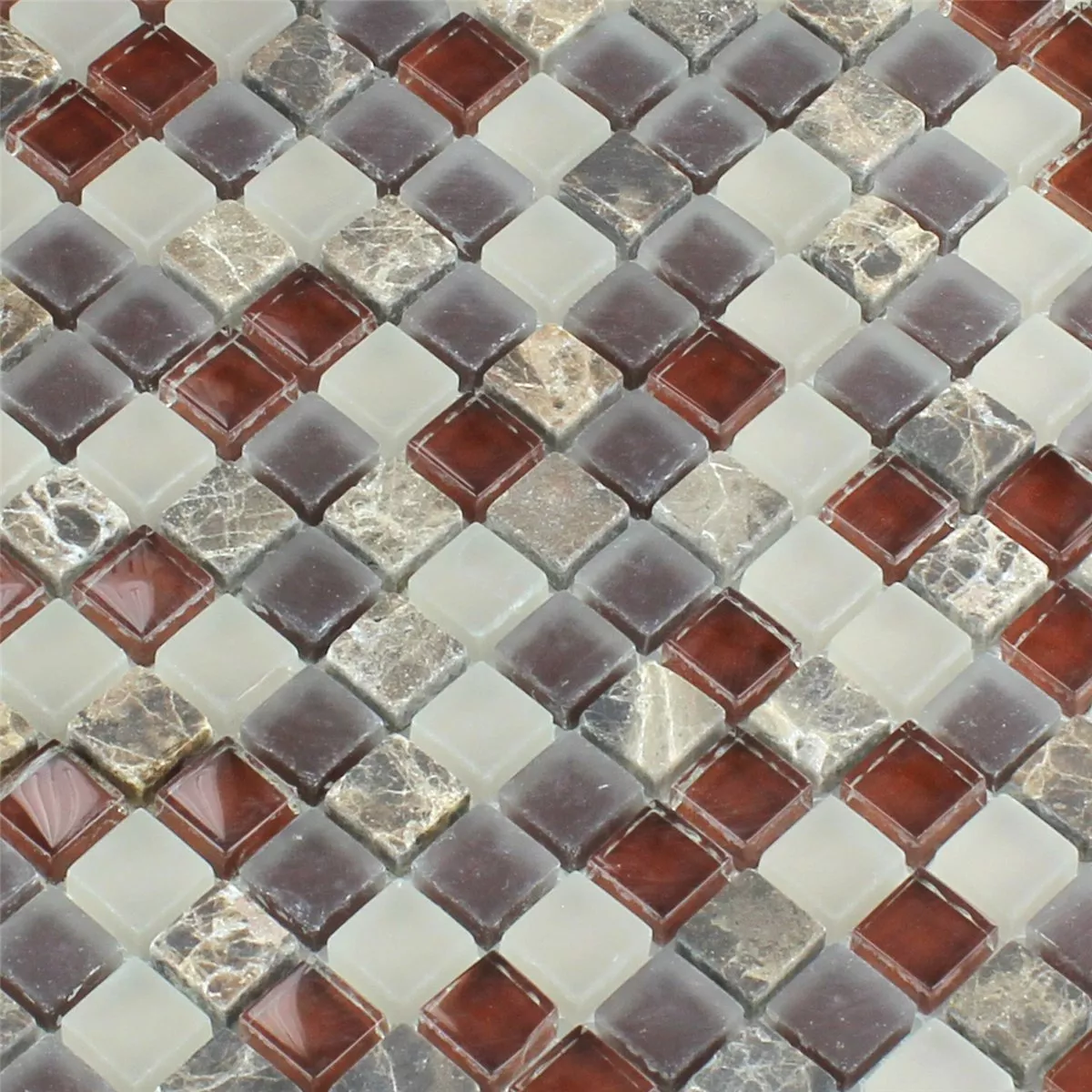 Mosaik Fliser Glas Marmor 15x15x8mm Brun