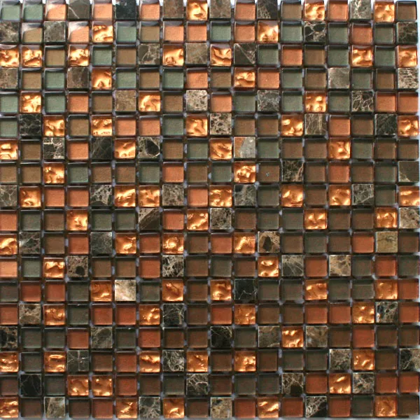Prøve Mosaik Fliser Glas Marmor Tiger Brun