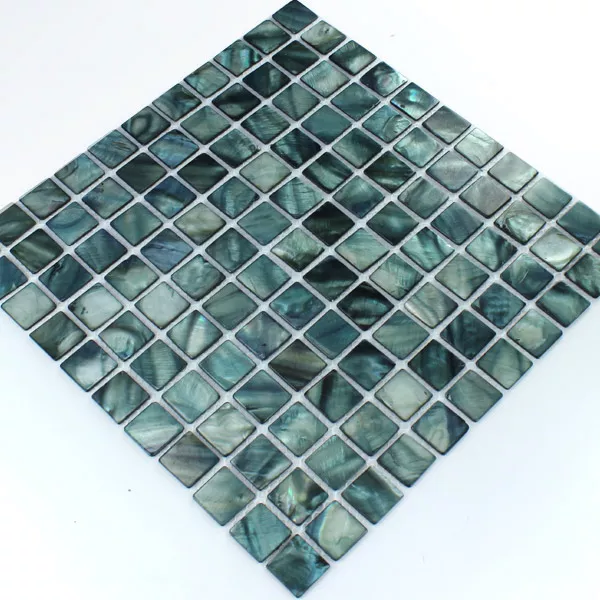Prøve Mosaik Fliser Glas Nacre Effekt  Grøn