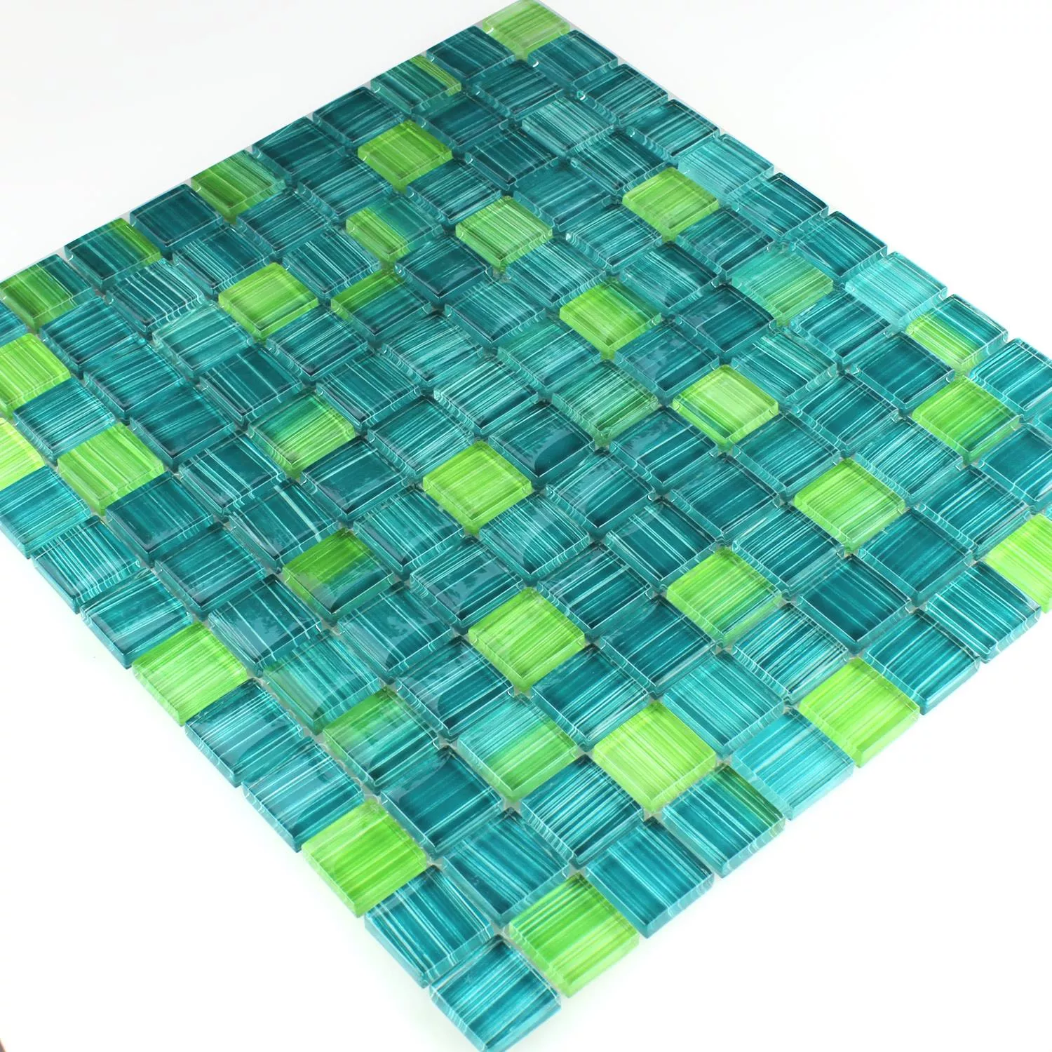 Prøve Stribete Glasmosaik Fliser Grøn