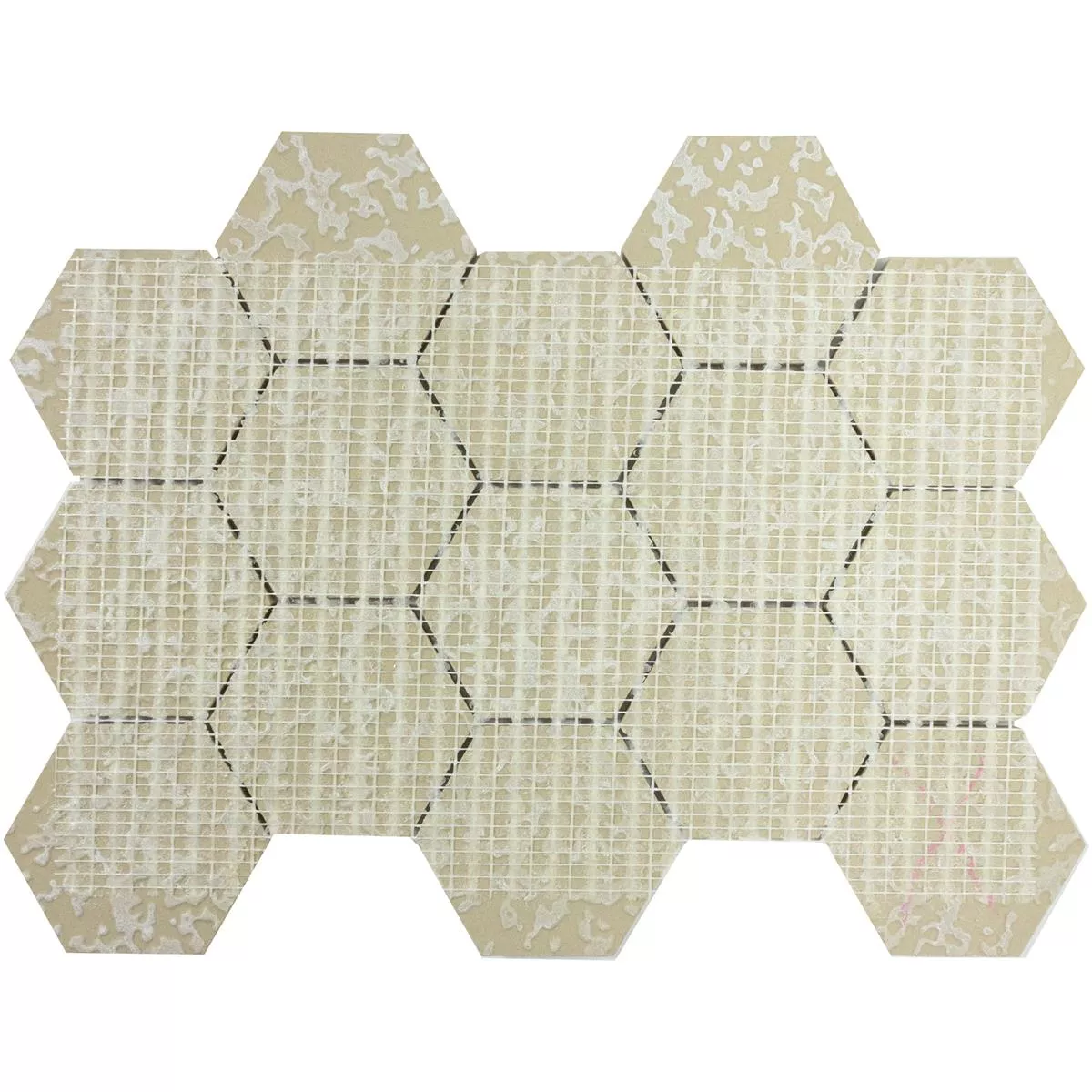Keramikmosaik Fliser Naftalin Hexagon Brun Hvid