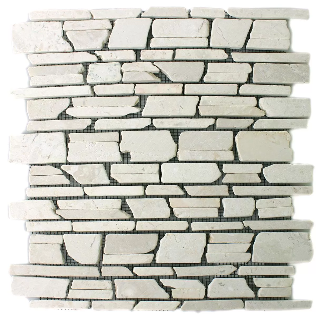 Mosaik Fliser Marmor Brick Biancone