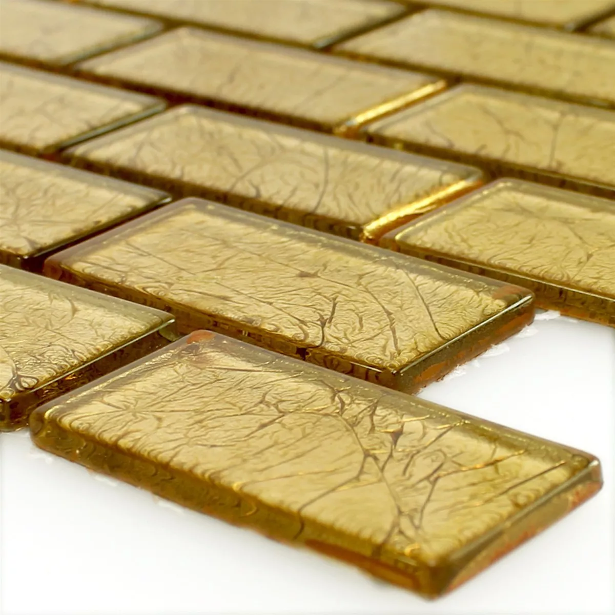 Glasmosaik Fliser Sophia Guld Brick