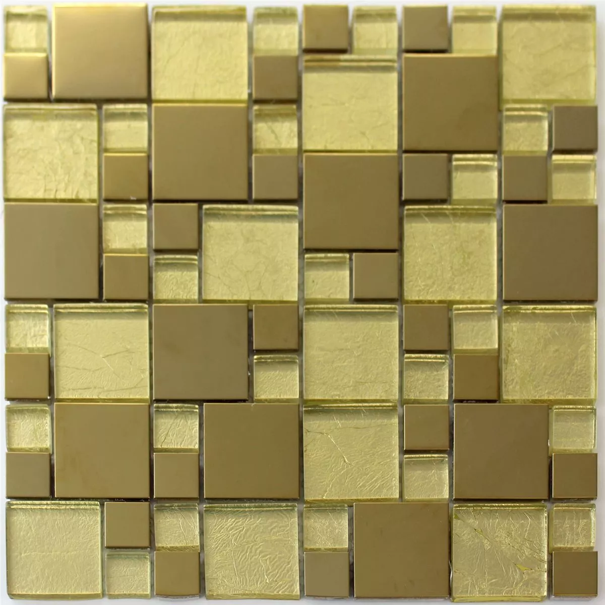 Mosaik Fliser Glas Rustfrit Stål Metal Guld