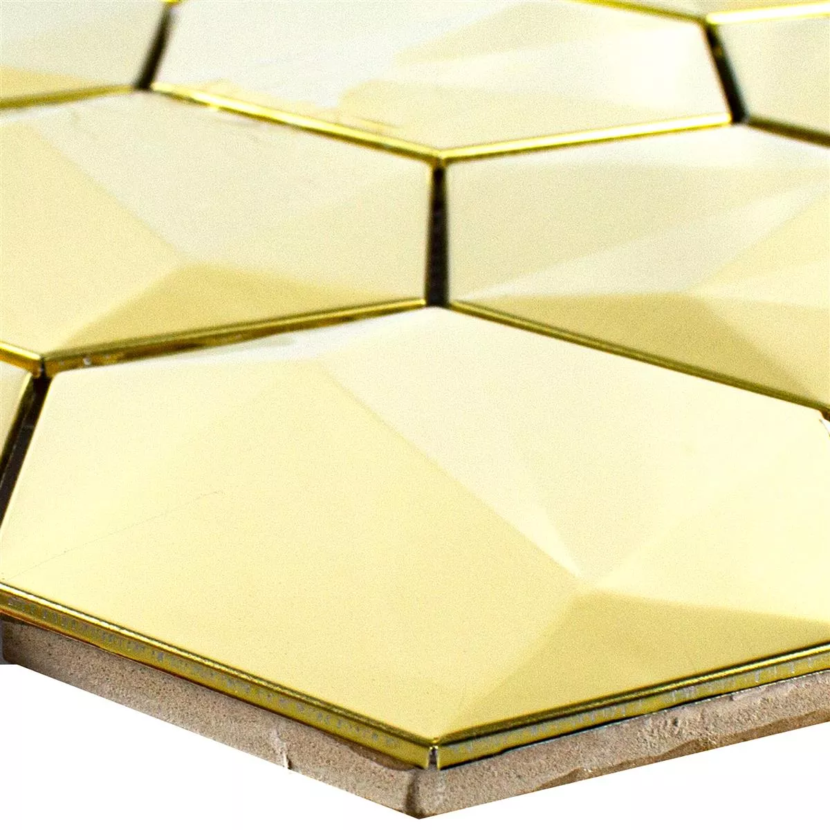 Prøve Rustfrit Stål Mosaik Fliser Durango Hexagon 3D Guld