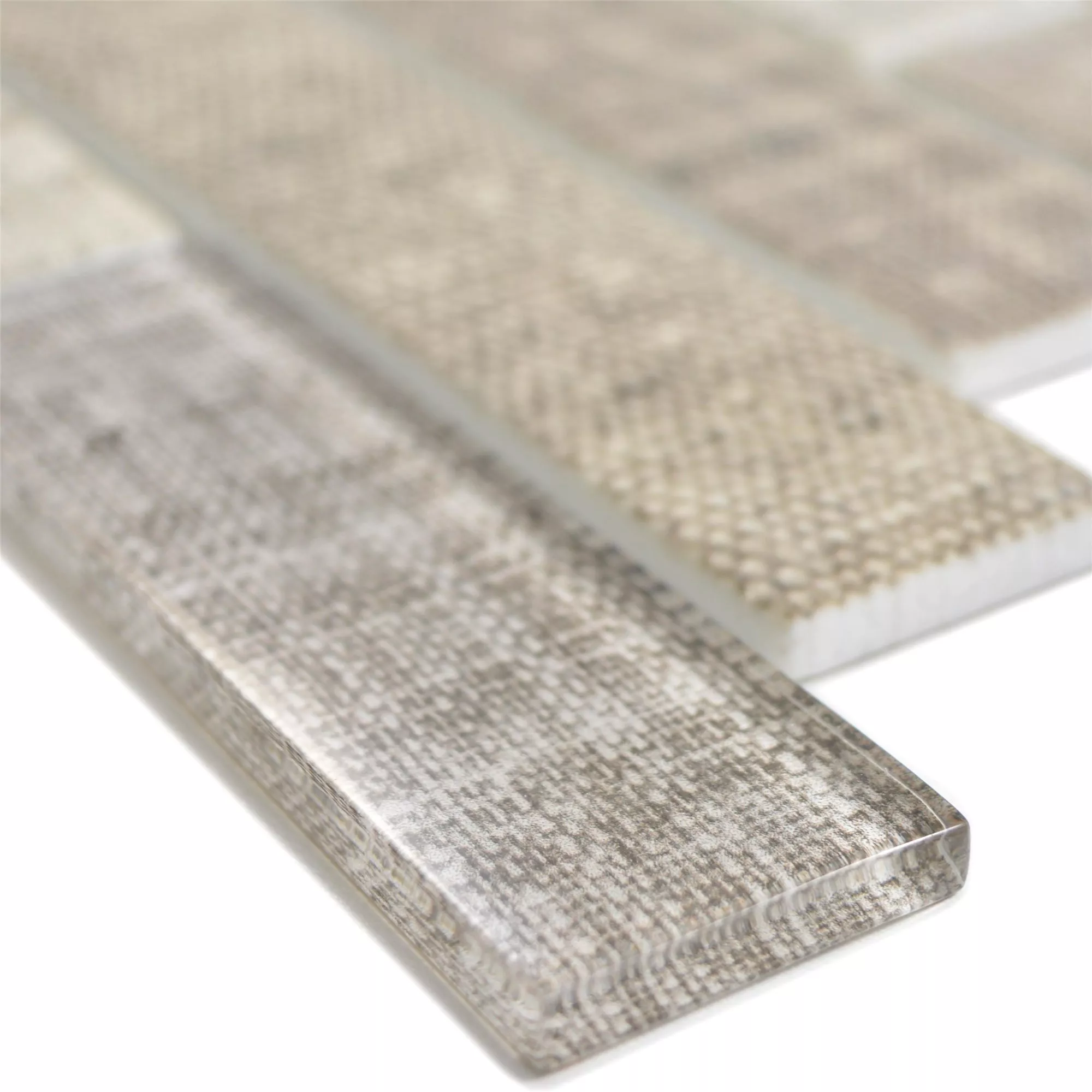 Prøve Glasmosaik Fliser Lyonel Tekstil Optik Brick Beige
