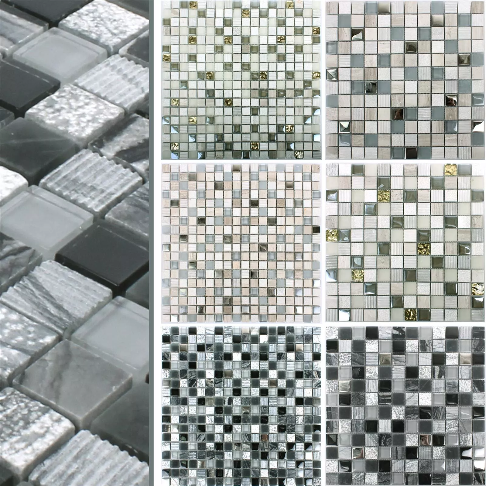 Mosaik Fliser Venzona Natursten Glas Mix