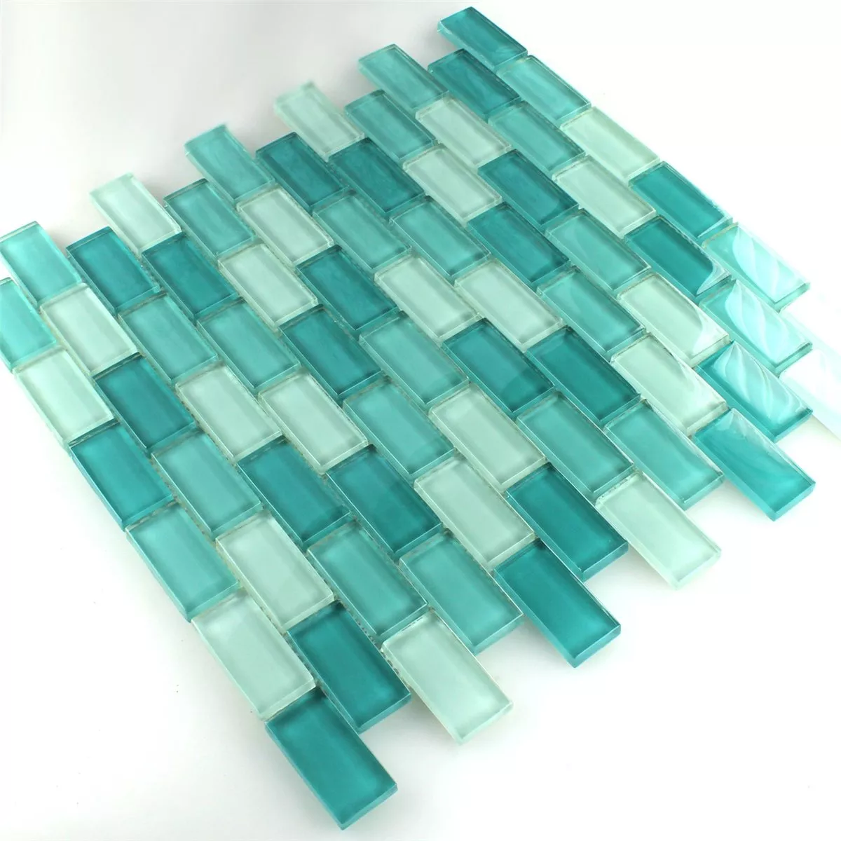 Mosaik Fliser Glas Krystal Brick Grøn Mix