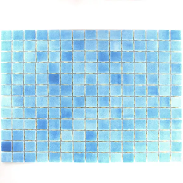 Glas Swimmingpool Mosaik 25x25x4mm Lyseblå Mix