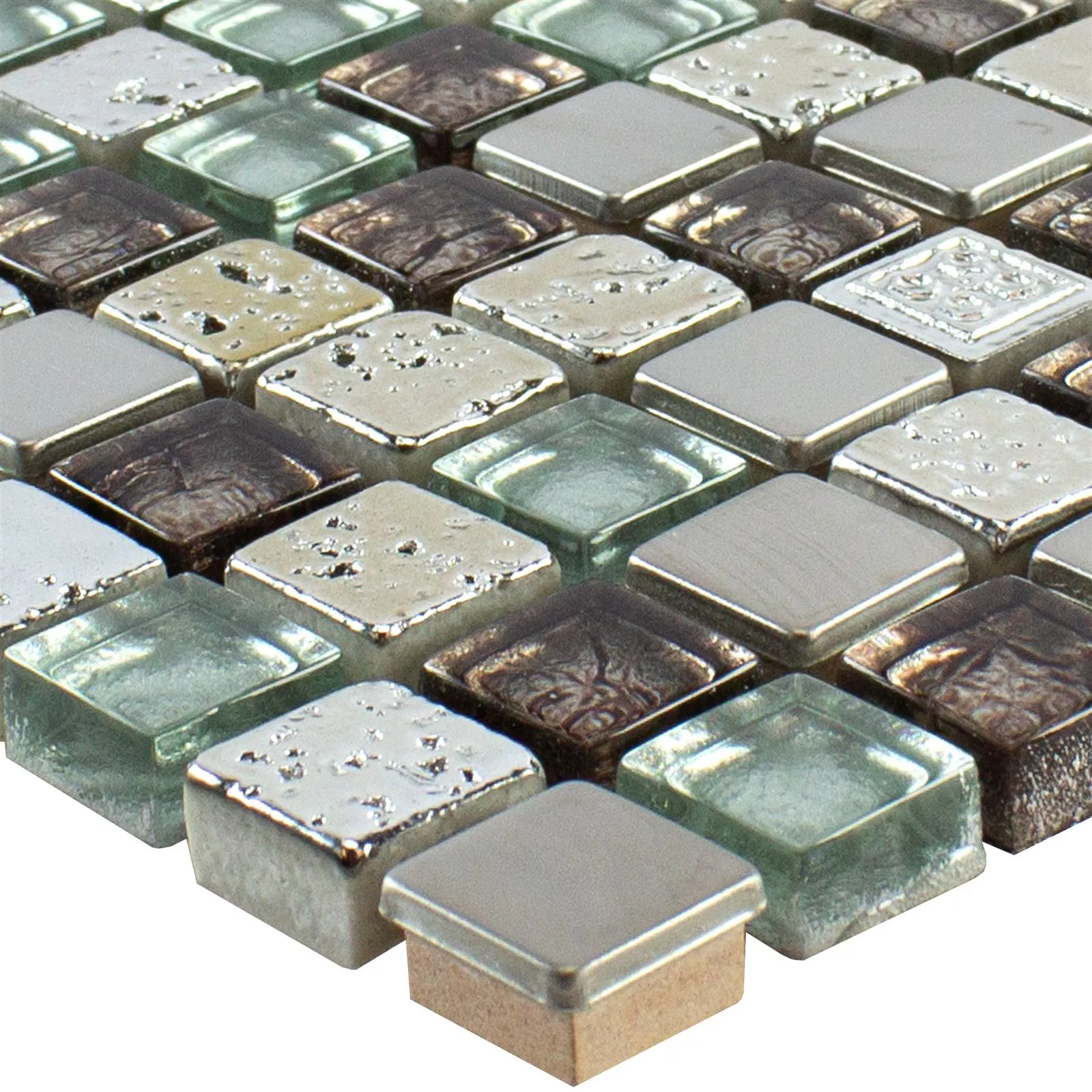 Glas Resin Metal Mosaik Fliser Falco Brun Sølv