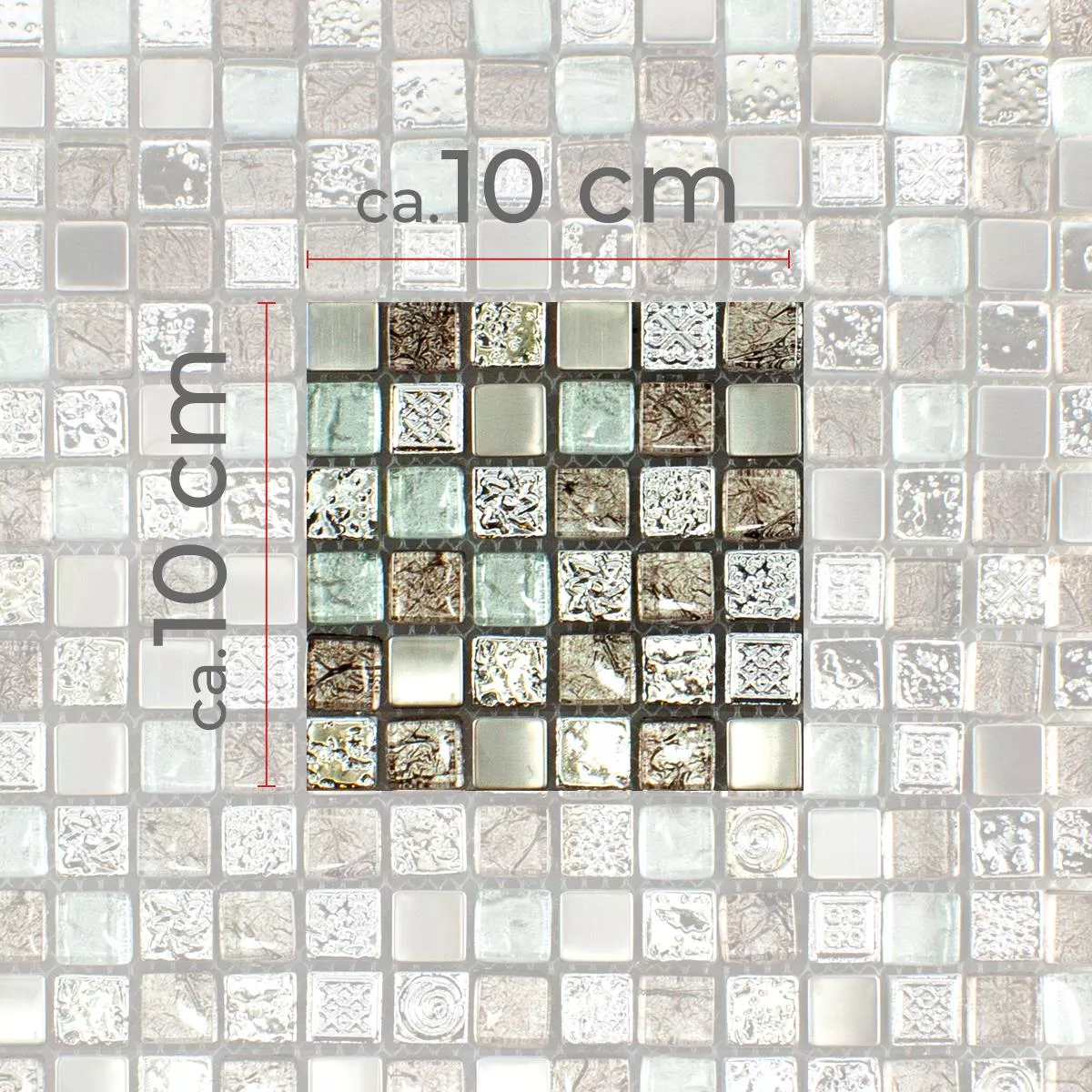 Prøve Glas Resin Metal Mosaik Fliser Falco Brun Sølv