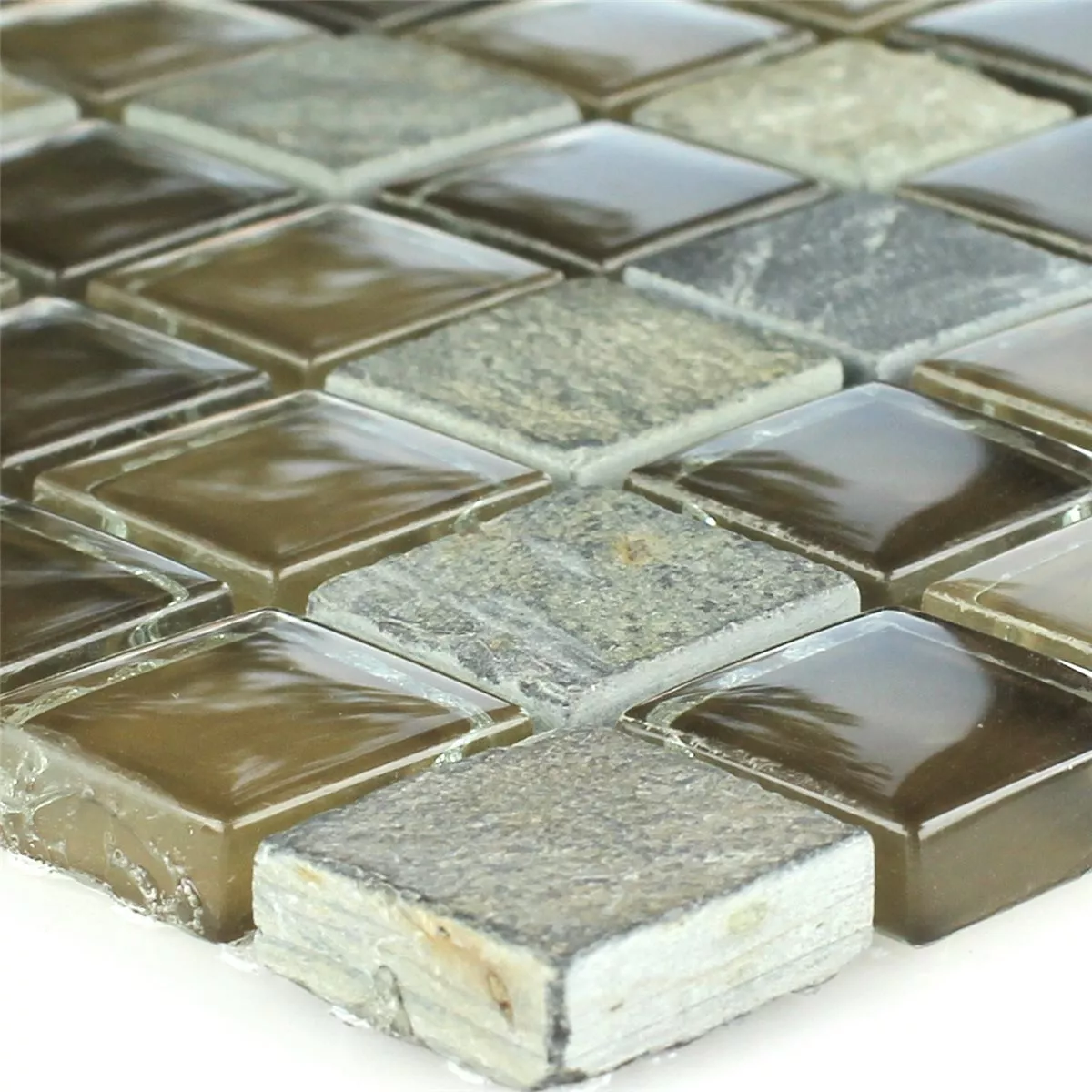 Mosaik Fliser Natursten Glas Mocca
