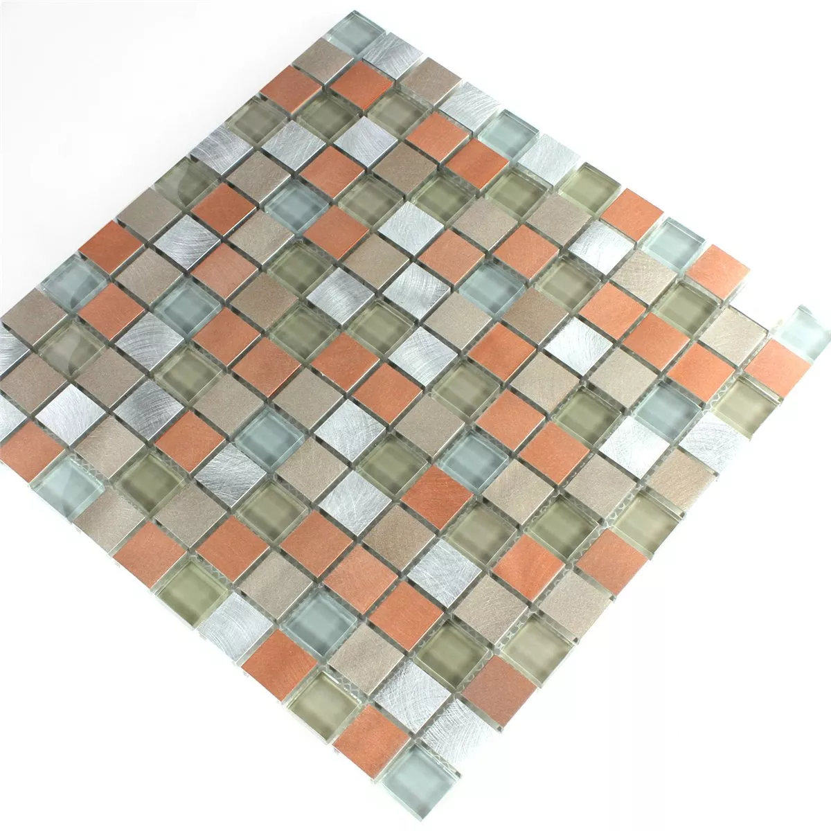 Mosaik Fliser Glas Aluminium Metal Appelsin Sølv Mix Mosaik Fliser Glas Aluminium Metal Appelsin Sølv Mix