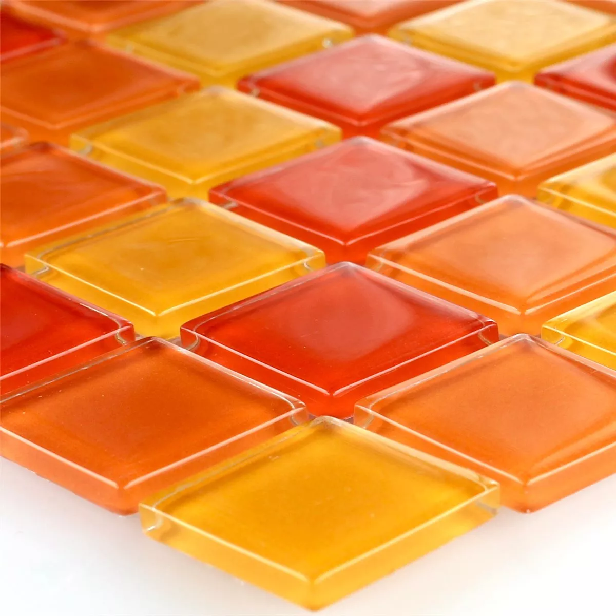 Prøve Glasmosaik Fliser Rød Appelsin Gul 