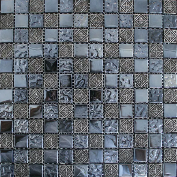 Prøve Glas Marmor Effekt Mosaik Fliser Sølv Sail