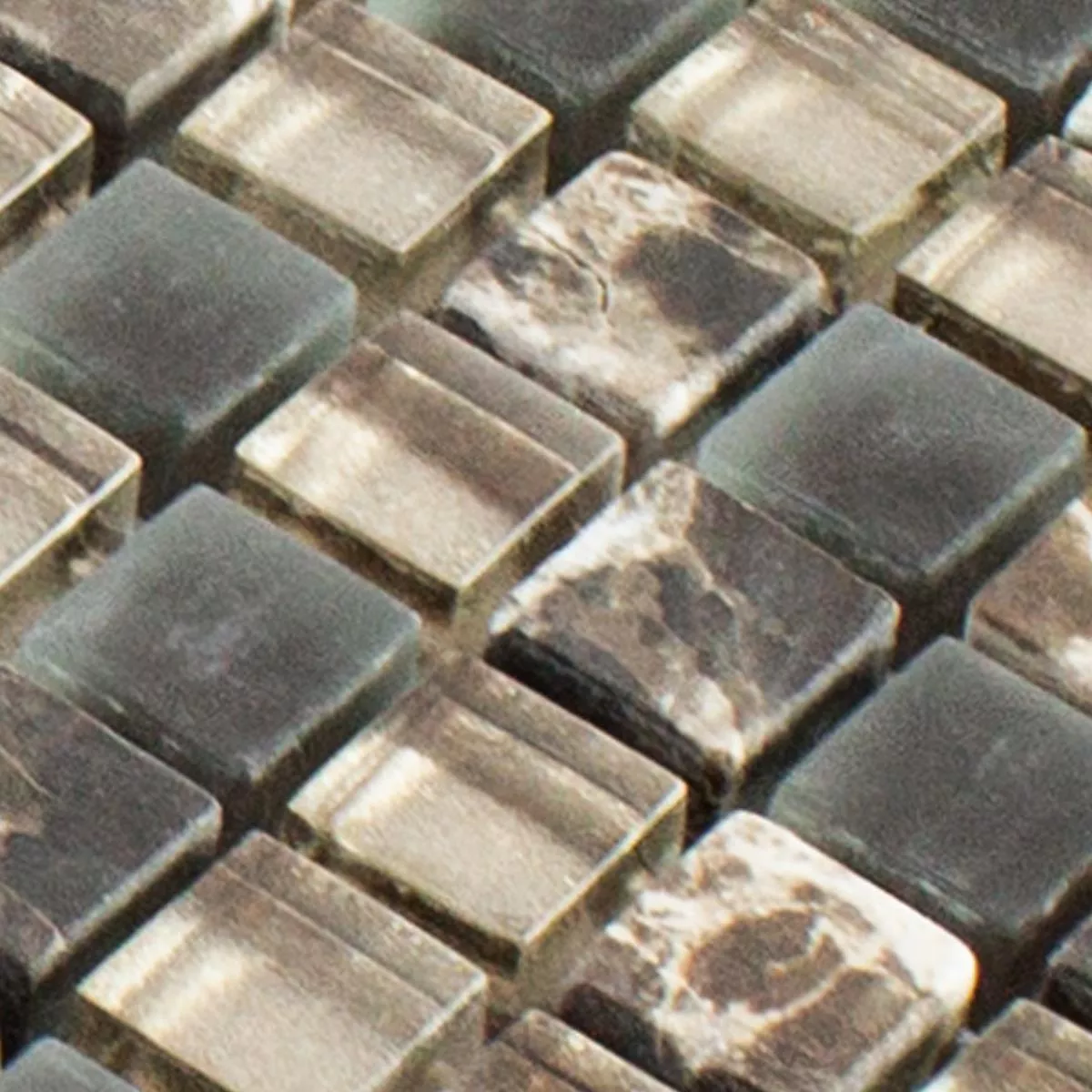 Prøve Glas Natursten Mosaik Fliser Hayrabey Morkbrun