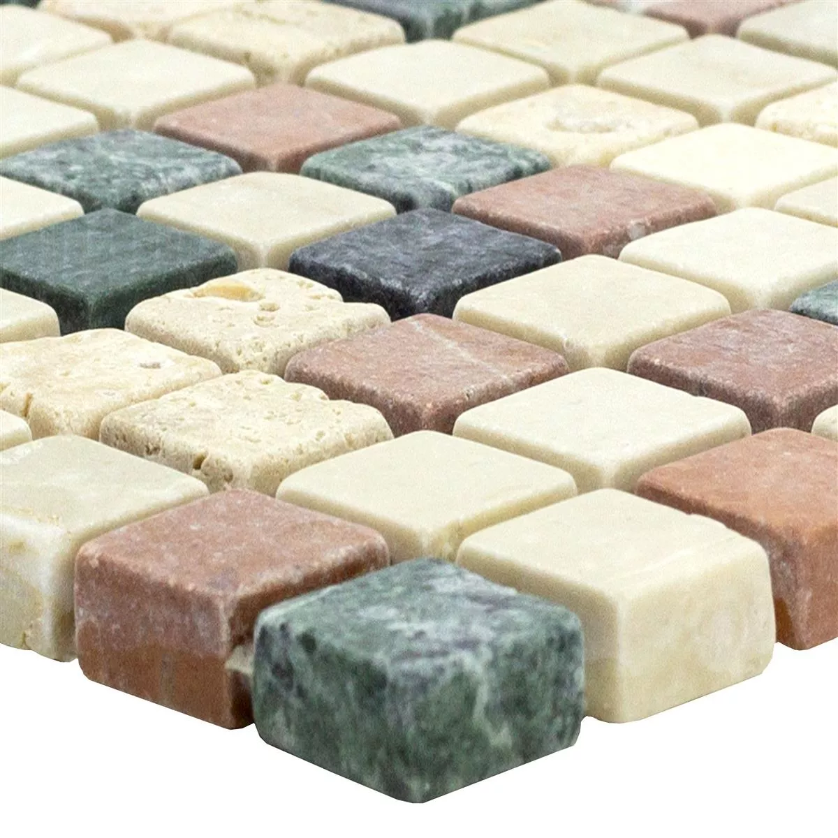 Marmor Mosaik Antebia Creme Beige Rød Grøn