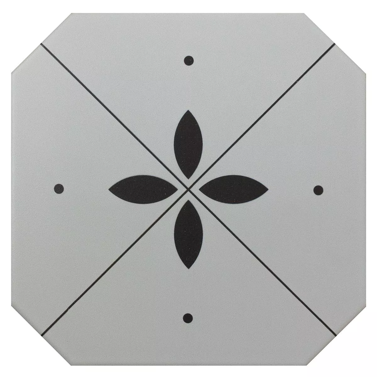 Porcellanato Fliser Genexia Sort Hvid Decor 4 Octagon 20x20cm