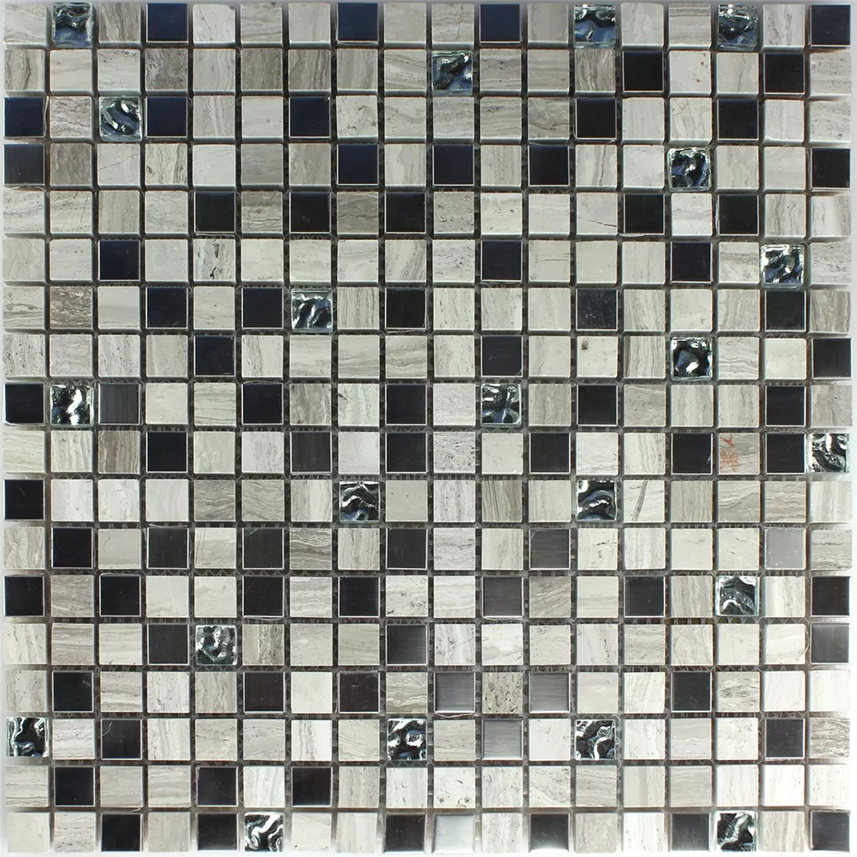 Prøve Mosaik Fliser Glas Rustfrit Stål Gra 